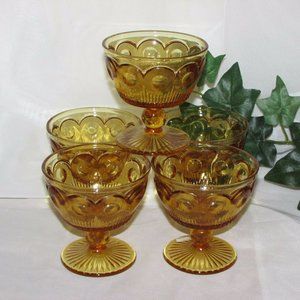 Bartlett Collins Manhattan Gold or Amber Goblets Sherbert Ice Cream Dish Bowl